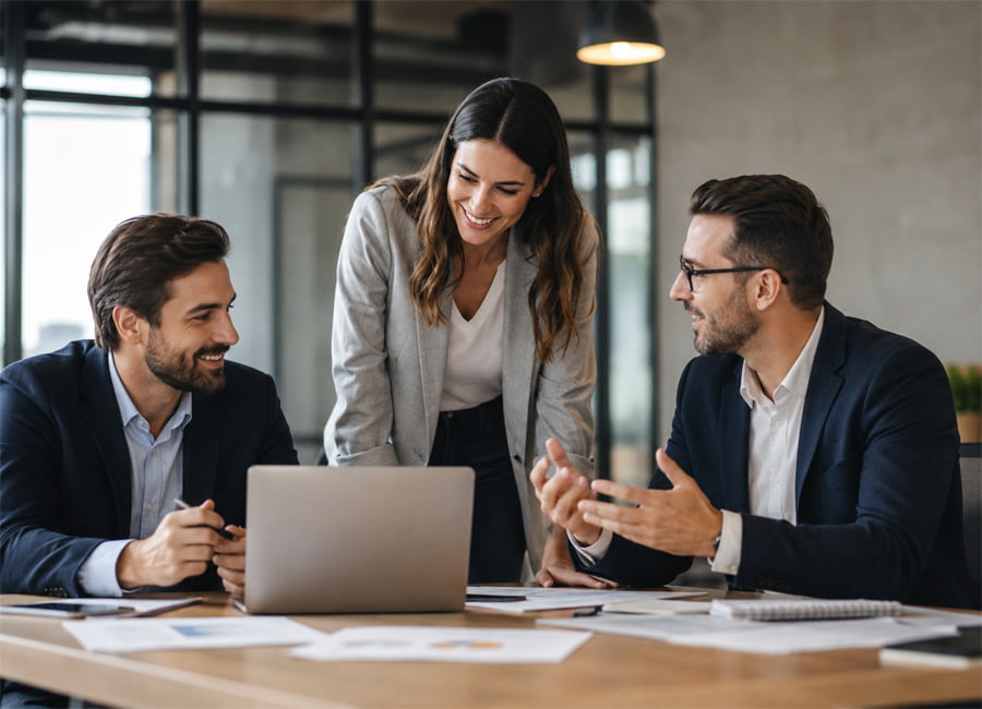 Business leaders collaborating around a shared strategy