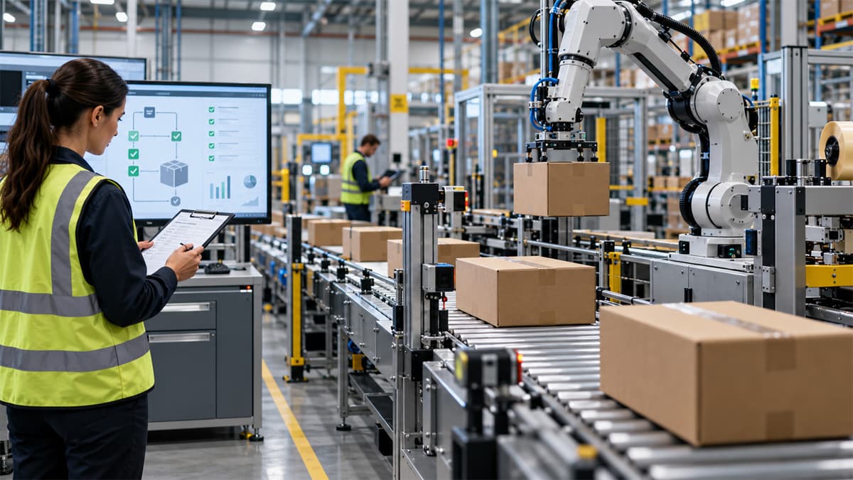 Automated packaging line in operation