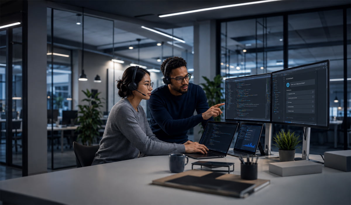 Software team reviewing business-critical digital products